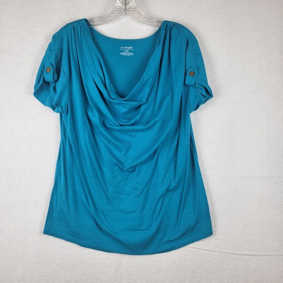 Lane Bryant Tops - Lane Bryant‎ Teal Cowl Neck Roll Tab Sleeve Tunic Top Plus Size 14 16
